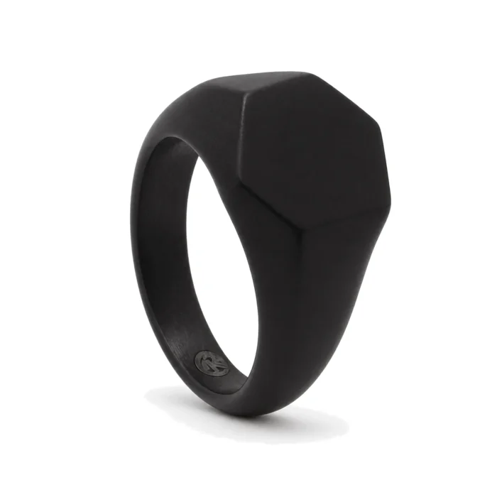 Hexon Black Signet Ring