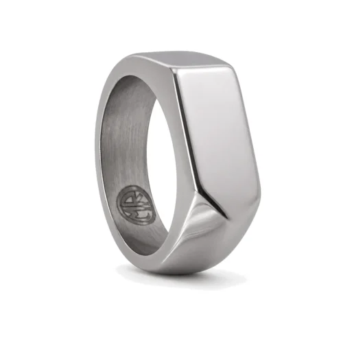 Liam Pointed Edge Steel Signet Ring
