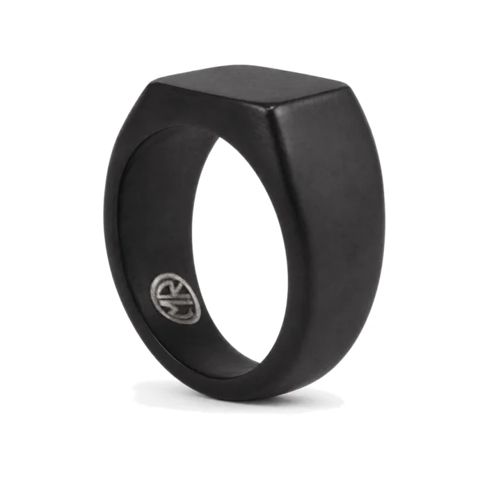 Liam Pointed Edge Black Signet Ring