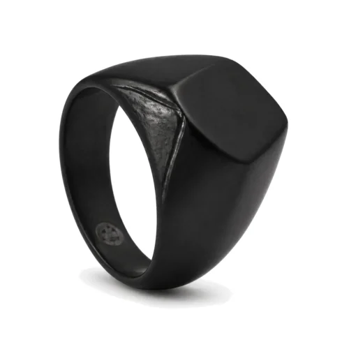 Zenith Diamond-Faced Black Signet Ring
