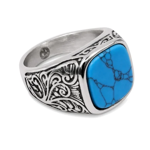 Maxwell's Spiderweb Turquoise Stone Signet Ring