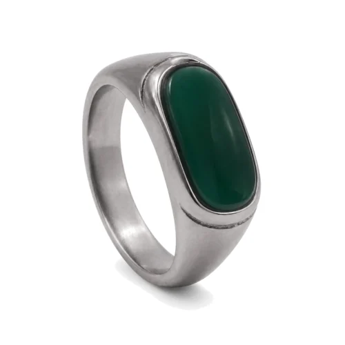 Envy Oval Green Stone Signet Ring