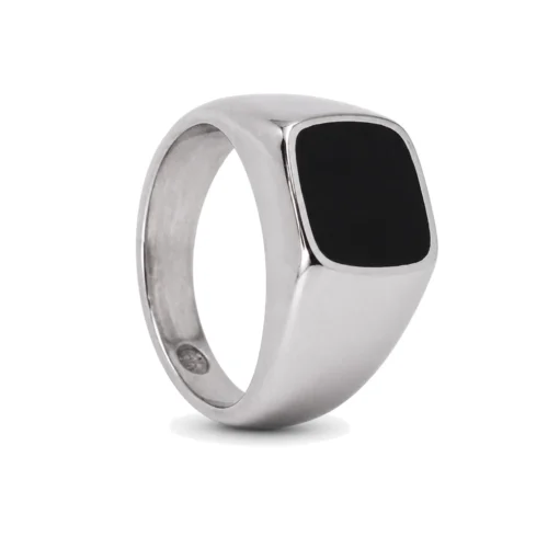 Resolute Black Square Signet Ring