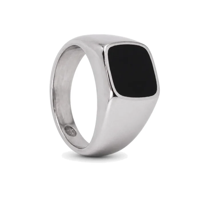 Resolute Black Square Signet Ring