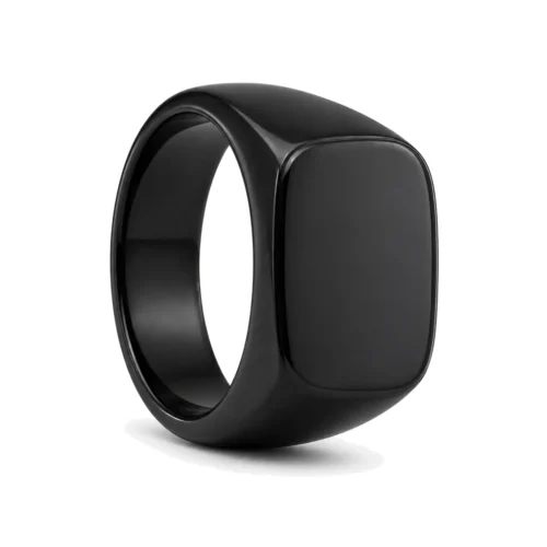 Classic Noir Polished Black Signet Ring
