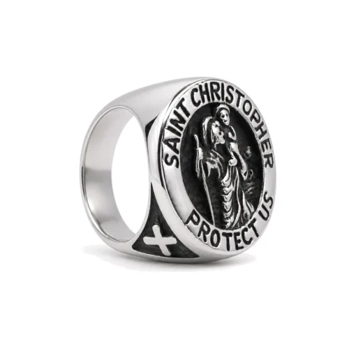 Saint Christopher Polished Signet Ring