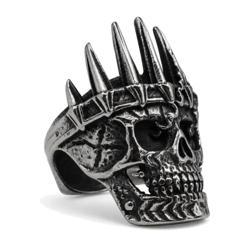 Kingpin Crowned Skull Head Signet Ring