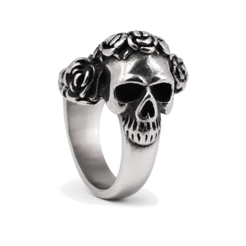 Rose Gothic Stainless Steel Skull Ring