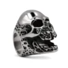 Skullstice Rainbow Polished Signet Ring with Large Skull Head