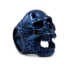 Skullstice Blue Polished Signet Ring with Large Skull Head