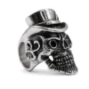 Baron Bearded Skull & Top Hat Polished Signet Ring