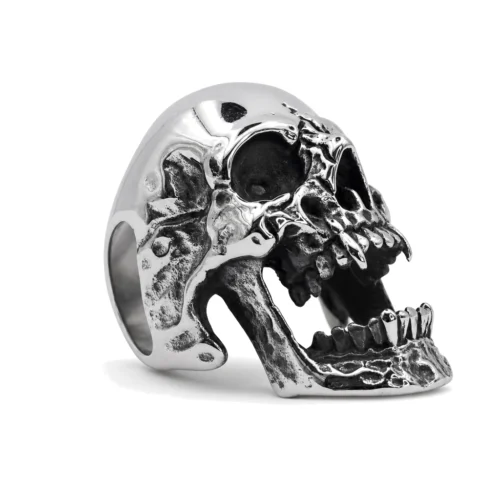 Nightshade Polished Vampire Skull Signet Ring