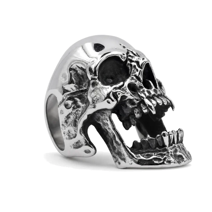 Nightshade Polished Vampire Skull Signet Ring