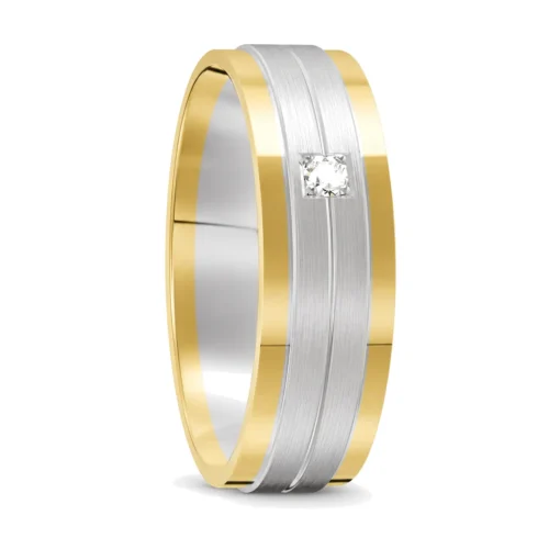 Two-Tone Gold Men's Diamond Wedding Ring