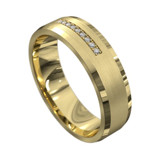 Gold Mens Wedding Ring with Diamonds