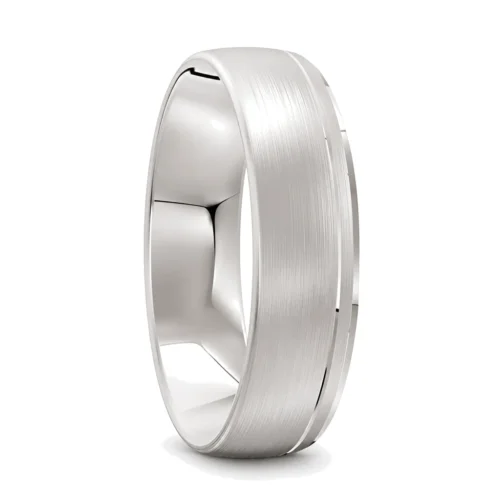 White Gold Brushed Finish Mens Wedding Ring