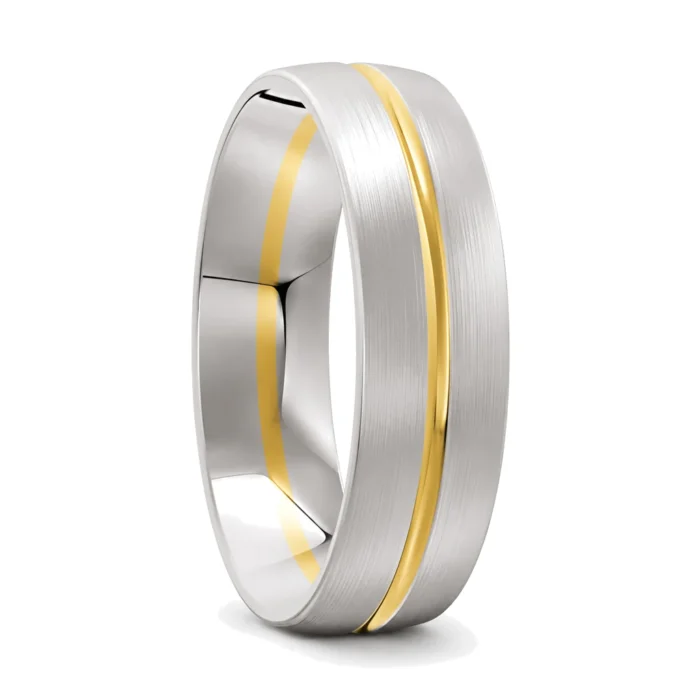 Extraordinary Style White & Yellow Gold Men's Wedding Ring