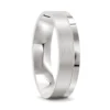White Gold Satin Mens Wedding Ring with Polished Edge