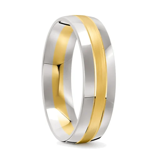 White and Yellow Gold Polished Mens Wedding Ring
