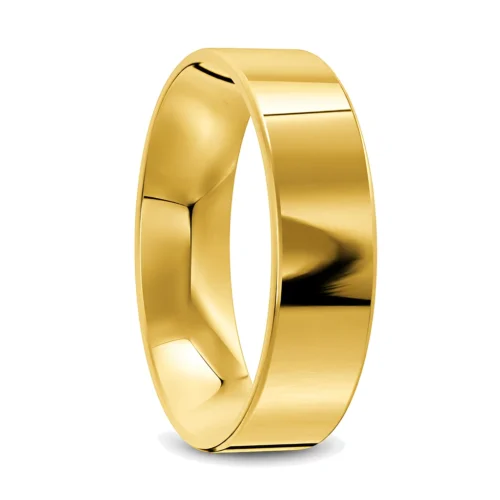 Classic Polished Yellow Gold Mens Wedding Ring with Comfort Fit