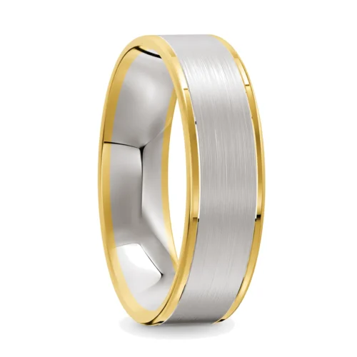 Brushed Yellow and White Gold Men's Wedding Ring