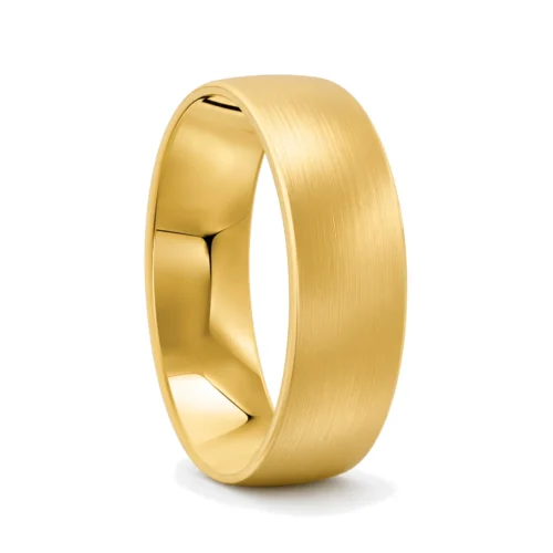 Stunning Brushed Finish Yellow Gold Mens Wedding Ring