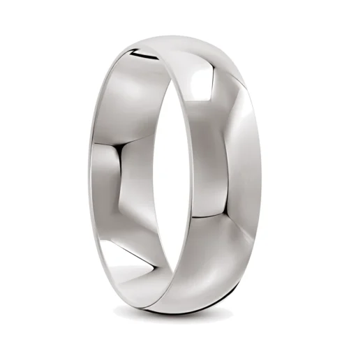 Stunning High Polished White Gold Mens Wedding Ring