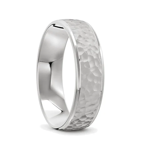 Brilliant White Gold Polished Mens Wedding Ring