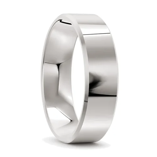 Sensational Flat Polished White Gold Mens Wedding Ring