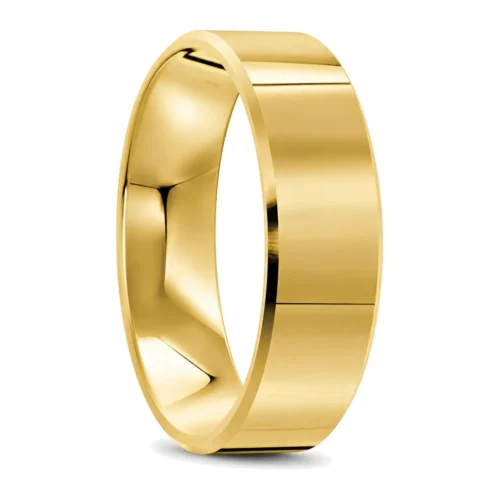 Flat Polished Yellow Gold Mens Wedding Ring