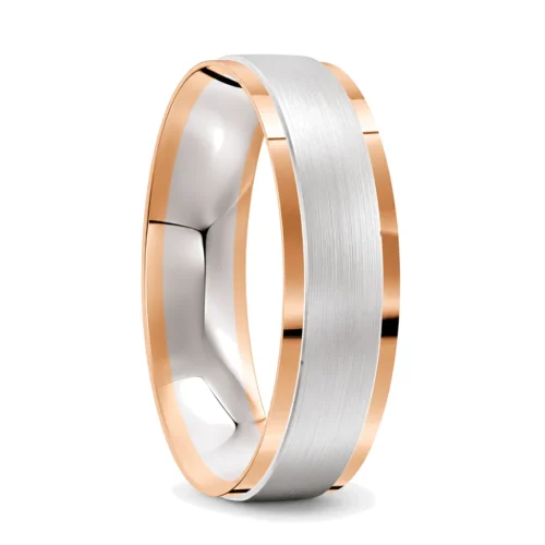 Two Tone Rose and White Gold Men's Wedding Ring