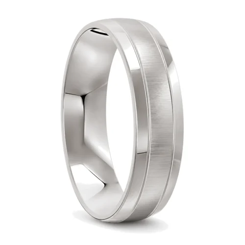 Brilliant Brushed White Gold Mens Ring