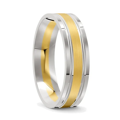 Gorgeous White and Yellow Gold Mens Ring