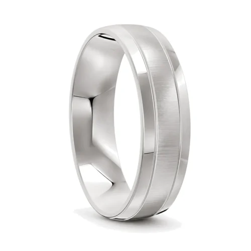 Brilliant Brushed and Polished Silver Mens Ring