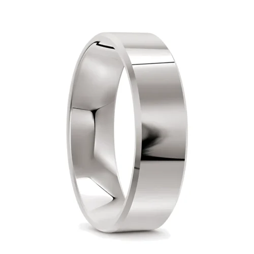 Flat Polished Platinum Mens Wedding Ring