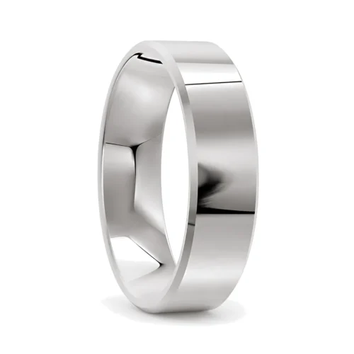 Flat Polished Silver Mens Wedding Ring