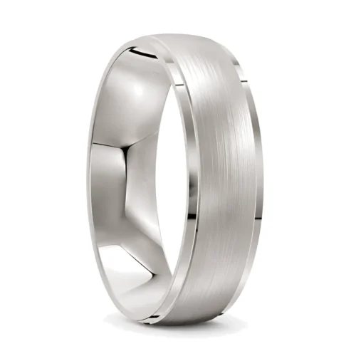 Sterling Silver Brushed Mens Wedding Ring