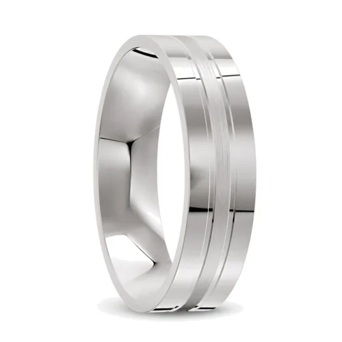 Platinum Polished and Brushed Mens Wedding Ring