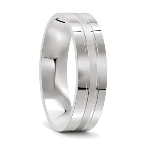 Sterling Silver Polished and Brushed Mens Wedding Ring