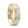 Yellow and White Gold Satin Mens Wedding Ring