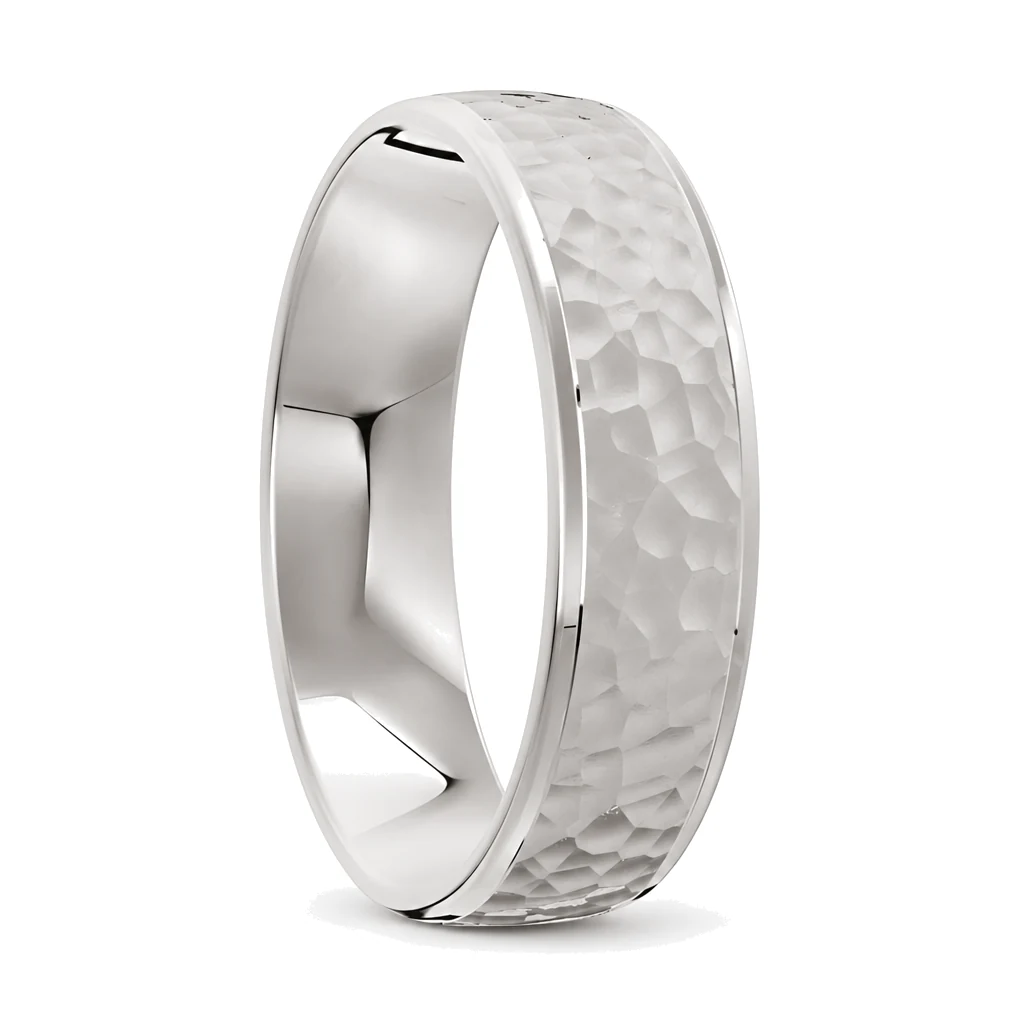 hammered silver silver male wedding bands