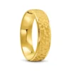Brilliant Yellow Gold Hammered Mens Wedding Ring