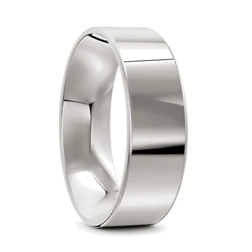 Flat Polished Platinum Mens Wedding Ring