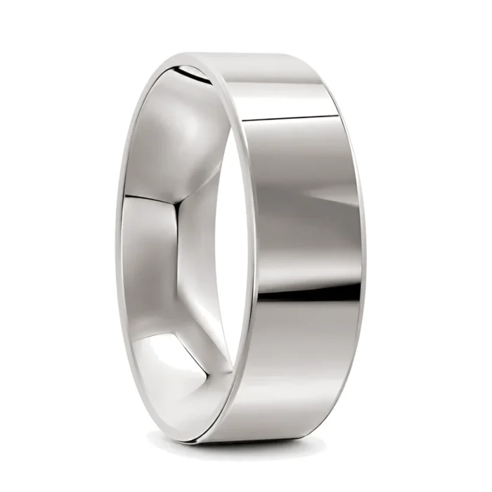 Flat Polished Platinum Mens Wedding Ring