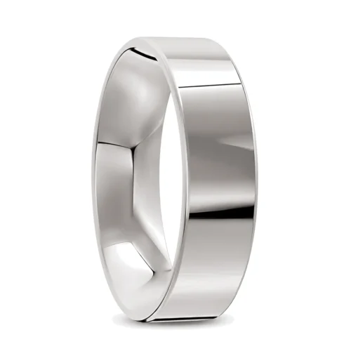 Flat Polished Sterling Silver Mens Wedding Ring