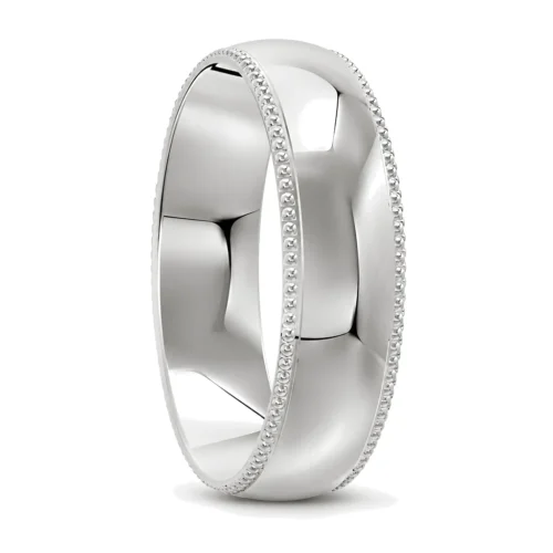 Platinum Mens Wedding Band with Milgrain Edges