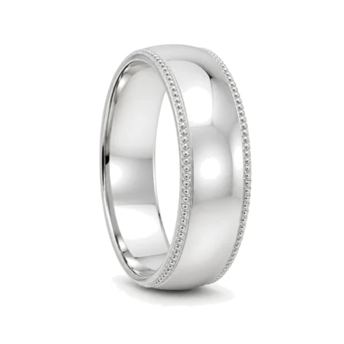 Sterling Silver Mens Wedding Band with Milgrain Edges