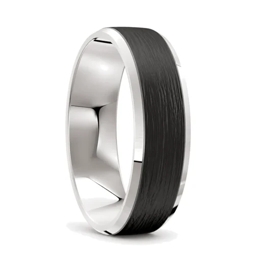 Platinum and Carbon Fibre Mens Wedding Ring