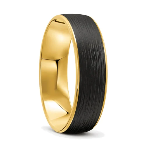 Yellow Gold and Carbon Fibre Men's Wedding Ring