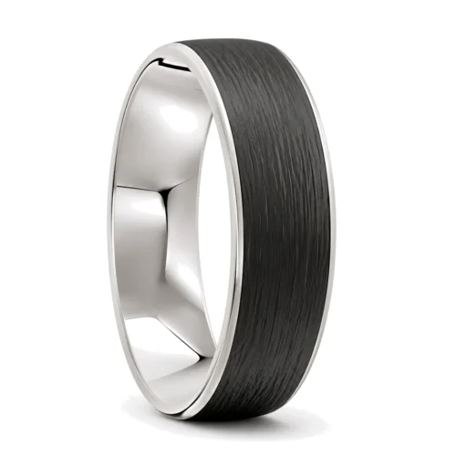 White Gold and Carbon Fibre Men's Wedding Ring